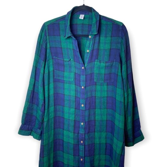Old Navy Blue & Green Flannel Dress L - Picture 4 of 12